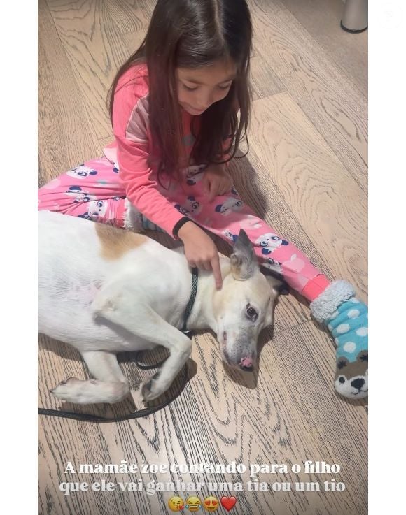 Sabrina Sato grávida: apresentadora flagrou a filha, Zoe, contando ao pet que ele terá um tio ou tia