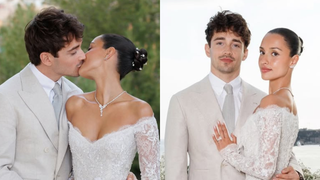 Vestido de noiva sereia e passeio em Ferrari de 200 milhões: + de 15 fotos do casamento de luxo do piloto Charles Leclerc com Alexandra Saint-Mleux em Mônaco