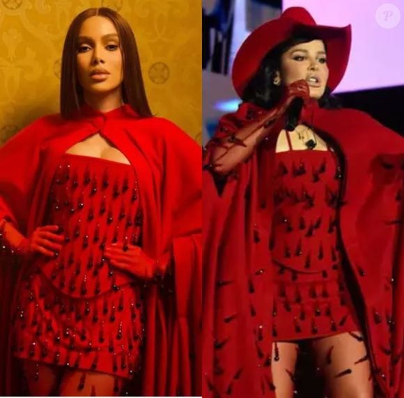 Em setembro, Anitta usou vestido curto e capa com aplicações de cristais da Artemisi  em desfile da L'Oréal, em Paris. Em novembro deste ano, Maraísa repetiu o mesmo look da patroa para se apresentar no Caldas Country
