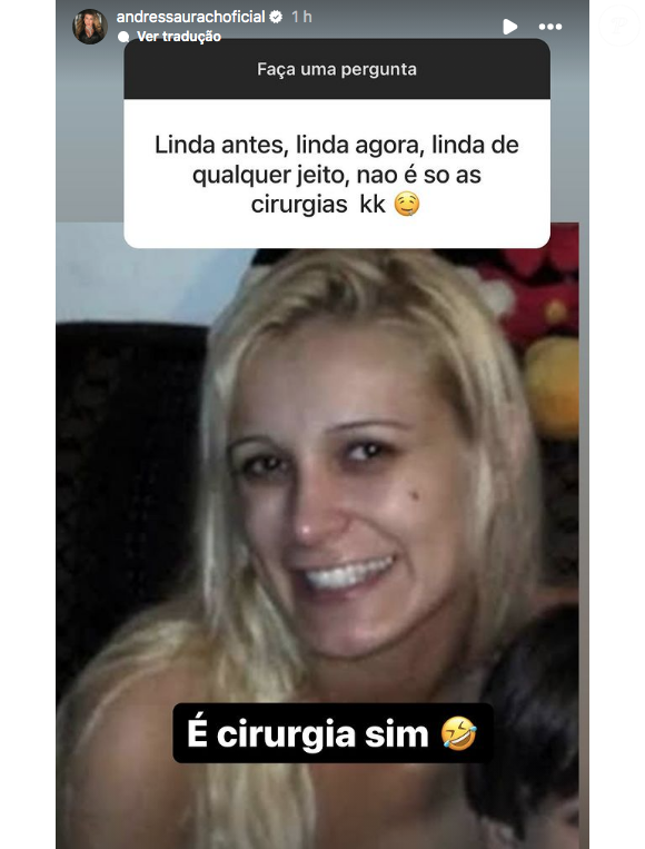 Foto de Andressa Urach antes da fama e da intervenção de procedimentos estéticos - a criadora de conteúdo adulto era loira.