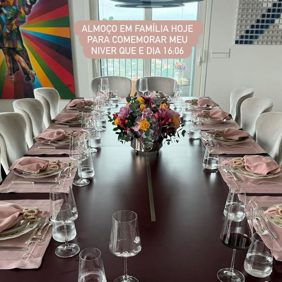 Ticiane Pinheiro mostrou os detalhes do seu almoço simples e intimista entre familiares