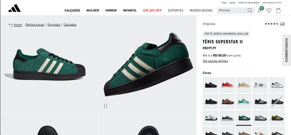 À venda no Brasil por R$ 599,99, as Adidas Superstar II podem ser parceladas em até seis vezes sem juros