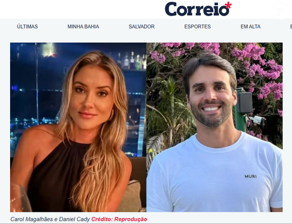 Daniel Cady teria embarcado em uma viagem para a Europa com a empresária Carol Magalhães, com quem ele viveu um relacionamento sério na juventude
