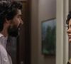 Antes da morte na novela Vale Tudo, Rubinho (Julio Andrade) sente palpitações ao ser ignorado por Maria de Fátima (Bela Campos)