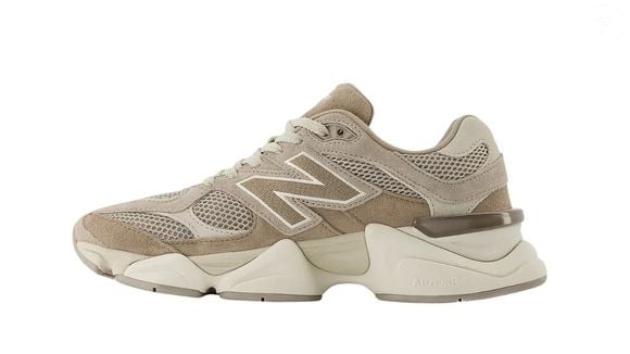 O New Balance 9060 na versão Mushroom Arid Stone Beige combina um design marcante com uma paleta de cores que promete atravessar as estações