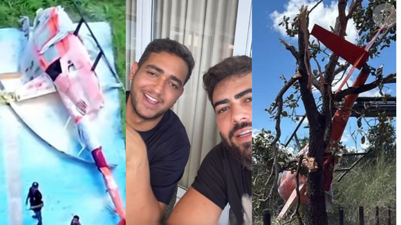 Helicóptero de Henrique e Juliano faz pouso forçado em fazenda no Tocantins e dupla se pronuncia sobre estado do pai; assista