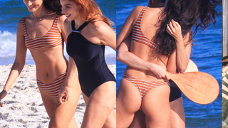 'Loquinha' no topo! Aos beijos na praia, Alanis Guillen e Gabriela Medvedovski gravam cenas românticas de 'Três Graças' e provam: são as rainhas da química!