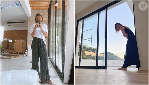 Nilma Quariguasi, esposa de Romulo Estrela, exibindo o lavabo e sacada do quarto do casal durante a reforma