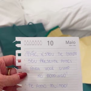 Além do presente, Virgínia deixou uma cartinha escrita à mão para a mãe, pedindo que Margareth Serrão usasse o relógio no domingo (10)