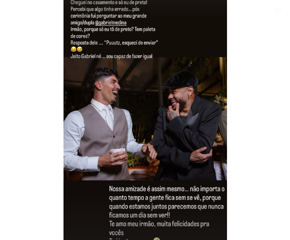 Neymar comete gafe no casamento de Gabriel Medina e se diverte nas redes sociais