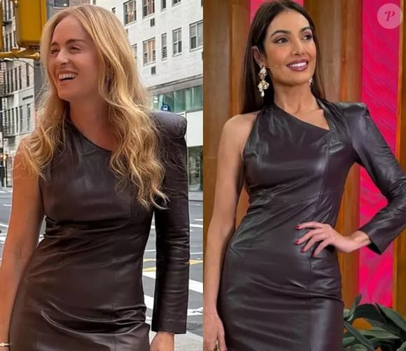 Em junho, Angélica postou foto usando um vestido de couro na cor de vinho amarronzado, batizado de pinot noir, da marca FIG. Em outubro, Patrícia usou a mesma peça para apresentar o 'Encontro', na TV Globo
