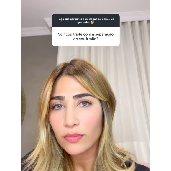 "O que é da porta para dentro de casa, só o casal na sua intimidade é que sabe o quê acontece", completou a influenciadora