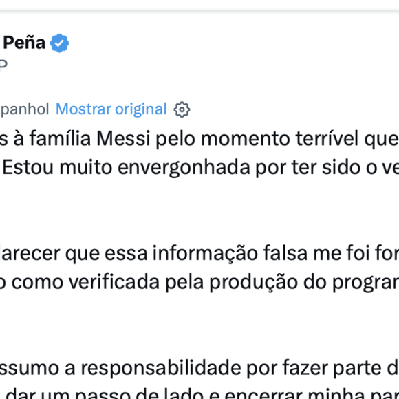 Florencia Peña se pronunciou em suas redes sociais pedindo desculpas pelo ocorrido. Segundo a jornalista, a informação partiu da sua equipe