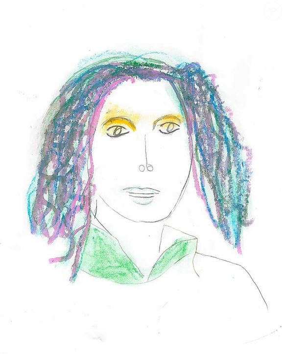 Princesa Charlotte usou tonalidades de azul, roxo, rosa e verde em seu desenho.