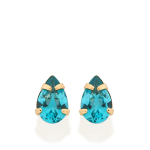 Entre os destaques está o Brinco Gota Banhado a Ouro 18K com Zircônias, por R$ 159, com duas zircônias em formato de gota de 4x6 mm e detalhes na cor azul