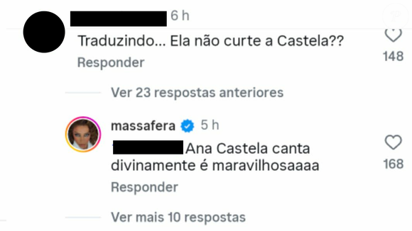 Grazi Massafera negou que o comentário tivesse a ver com Ana Castela: ‘Canta divinamente, é maravilhosa’
