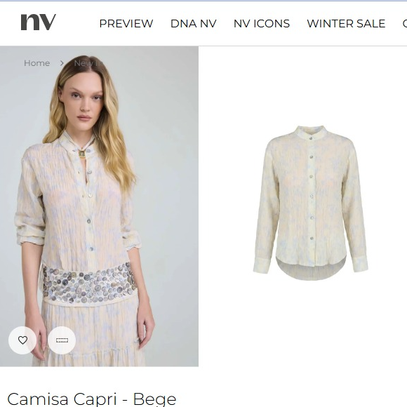 O conjunto Capri, da NV, usado por Virgínia Fonseca é composto por camisa de R$ 1.848 e saia de R$ 4.498