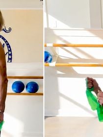 Liz Hilliard, treinadora de 72 anos: 'Meu exercício favorito para trabalhar todos os grupos musculares, das pernas ao tronco, é o agachamento com flexão de bíceps'