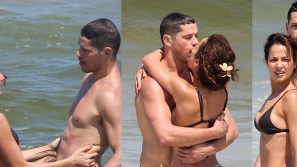 De biquíni marrom, namorada de José Loreto, Fernanda Marques beija ator e esquenta clima em dia de praia no Rio. Veja 20 fotos!