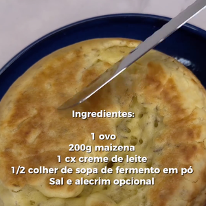 Essa é a lista de ingredientes do pão de frigideira sem glúten e sem farinha de trigo de Regina Volpato