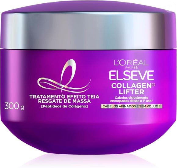 A Elseve Collagen Lifter ocupa o 1º lugar no ranking da tricologista Lorena Nogueira por deixar os fios com sensação de mais encorpados sem pesar. A máscara é apontada como uma opção para cabelos finos, murchos ou sem densidade