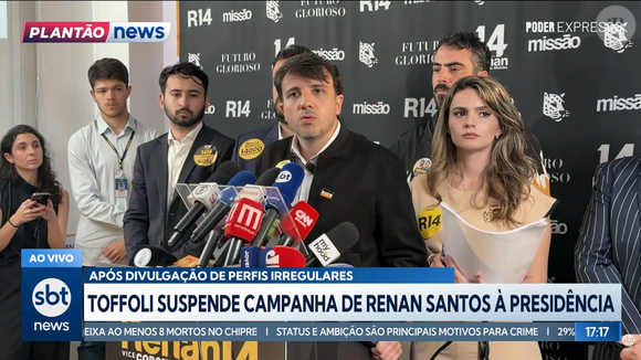 Renan Santos cumpriu agenda de campanha em São Paulo nesta segunda-feira (31), mesmo após a decisão do TSE restringir sua atuação digital. Segundo a TV Globo, o candidato ainda não havia se pronunciado publicamente sobre a medida