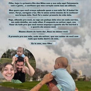 Lucas Borbas iniciou as homenagens com uma declaração de amor ao filho, Arthur, de 1 ano: ‘Filho, hoje é o primeiro Dia das Mães sem a sua mãe aqui fisicamente com a gente’