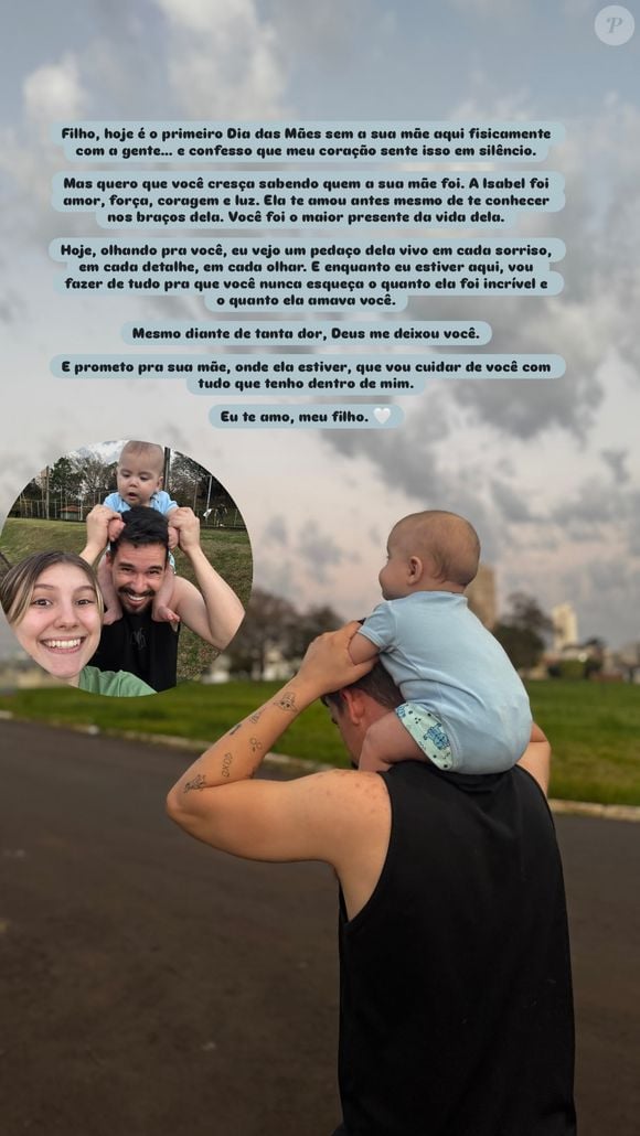 Lucas Borbas iniciou as homenagens com uma declaração de amor ao filho, Arthur, de 1 ano: ‘Filho, hoje é o primeiro Dia das Mães sem a sua mãe aqui fisicamente com a gente’