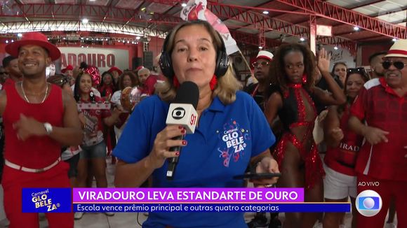Lilia Teles está na quadra da Viradouro, eleita Melhor Escola pelo prêmio Estandarte de Ouro, cobrindo expectativa da apuração do carnaval 2026 do Rio