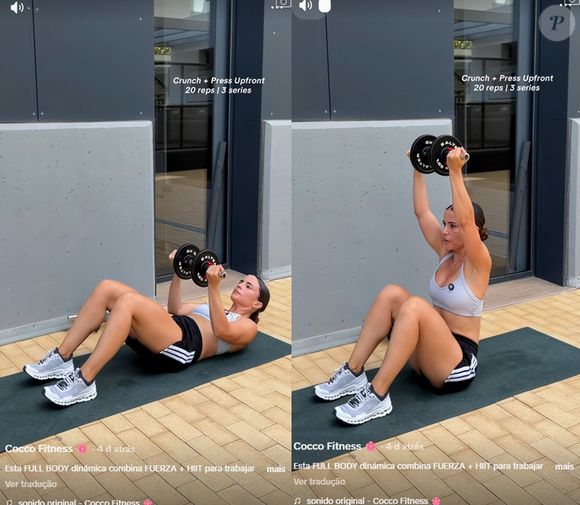 Abdominal crunch com desenvolvimento à frente