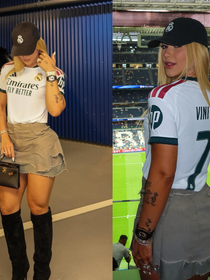 Camisa de Vini Jr., botas de cano alto e Hermès de R$ 50 mil: o look fashionista de Virgínia para prestigiar o 'mozão' após críticas da torcida do Real Madrid