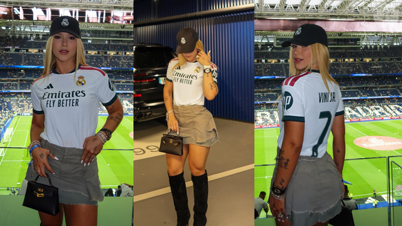 Camisa de Vini Jr., botas de cano alto e Hermès de R$ 50 mil: o look fashionista de Virgínia para prestigiar o 'mozão' após críticas da torcida do Real Madrid