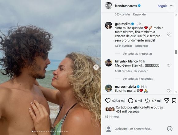 Leandro Soares, que foi namorado de Lua Blanco, recebeu apoio do pai da atriz, Billy Blanco Jr