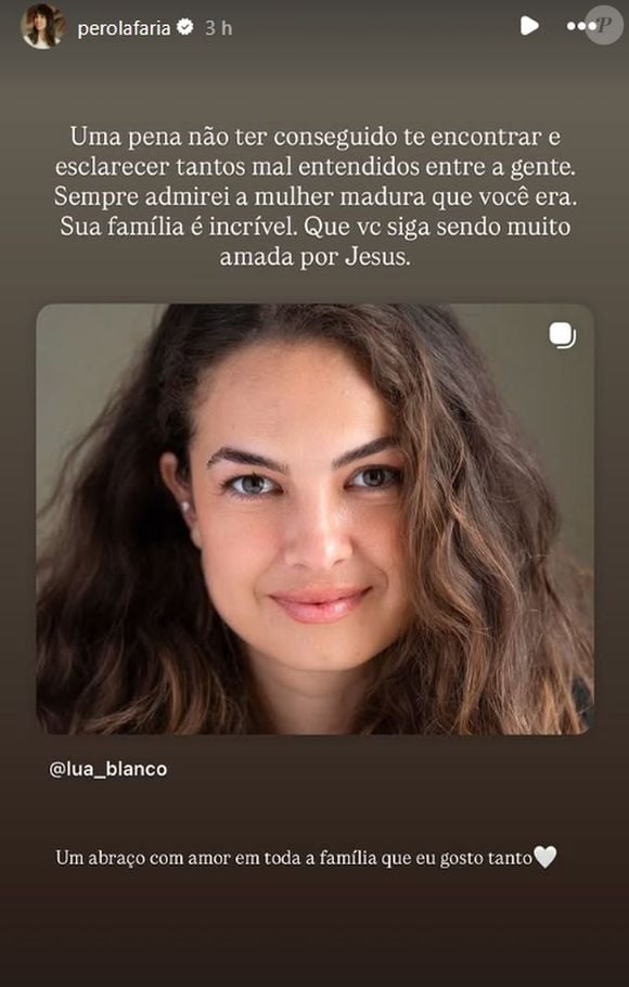 Lua Blanco e Pérola Faria atuaram juntas em 'Rebelde' e, desde então, não se falavam