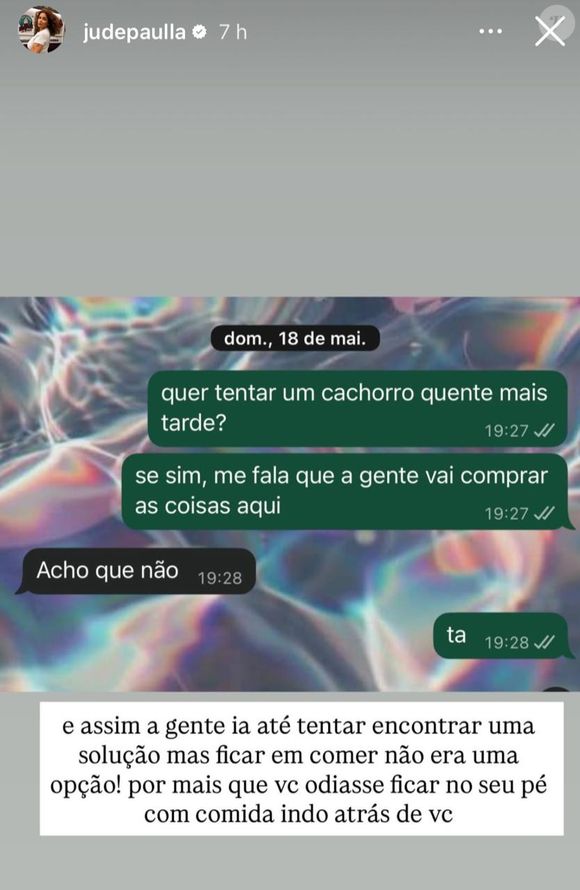 Amiga íntima de Preta Gil, Jude Paulla contou que 'ficar sem comer não era uma opção', com relação à cantora, durante o tratamento.