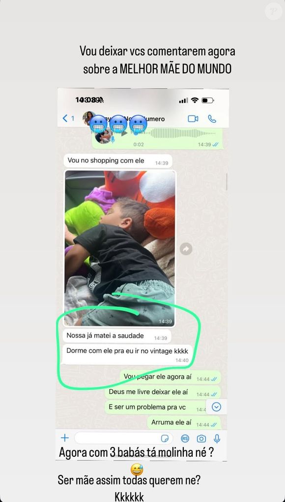 Pai do filho de Rayane Figliuzzi expôs prints de conversas com a ex