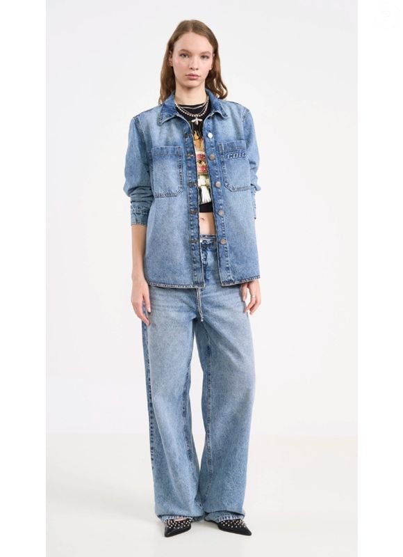 Calça Jeans Feminina Wide Leg Cintura Alta