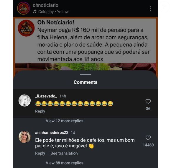 Liriane Azevedo, irmã mais velha de Amanda Kimberlly, comentou a publicação com diversos emojis de risada