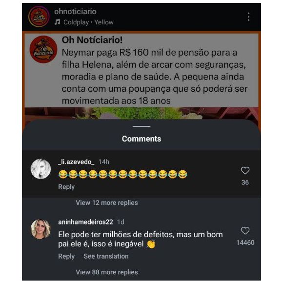 Liriane Azevedo, irmã mais velha de Amanda Kimberlly, comentou a publicação com diversos emojis de risada