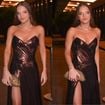 Metalizado e fenda poderosa: Rafaella Justus elege vestido longo elegante para renovação de votos do pai, Roberto Justus, com Ana Paula Siebert. Fotos!