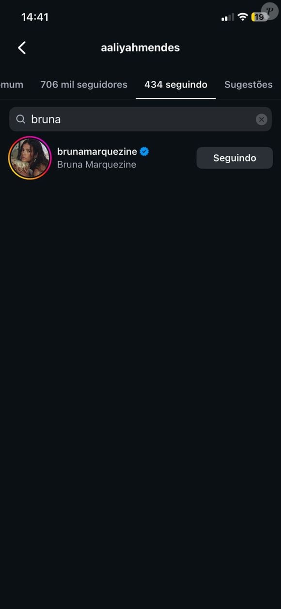 Nesta segunda-feira (19), Aaliyah Mendes, irmã do cantor canadense, passou a seguir Bruna Marquezine no Instagram, gesto simbólico por ela seguir poucas pessoas na plataforma