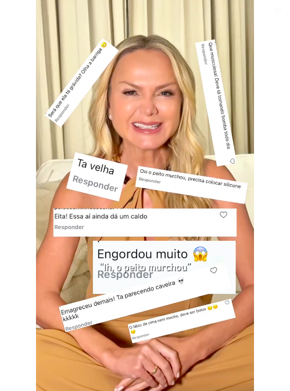 Eliana expôs comentários de internautas em que criticam seu corpo, a chamam de 'caveira'e mais