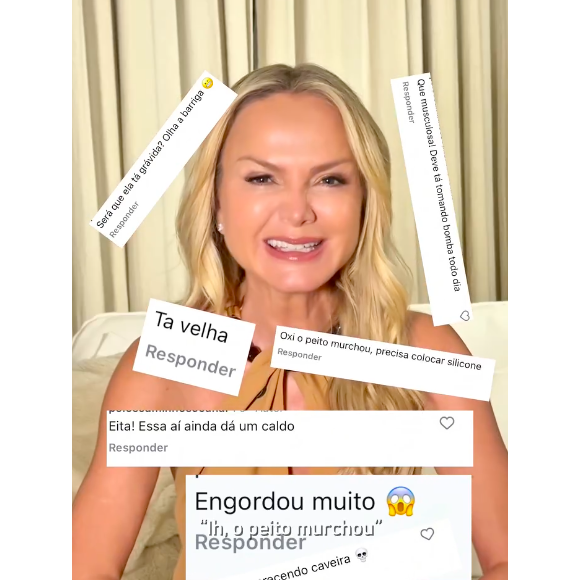 Eliana expôs comentários de internautas em que criticam seu corpo, a chamam de 'caveira'e mais