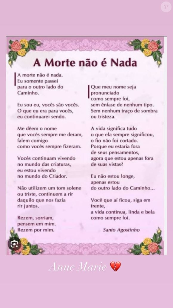 Schynaider Moura publicou um poema de Santo Agostinho intitulado 'A Morte Não é Nada'