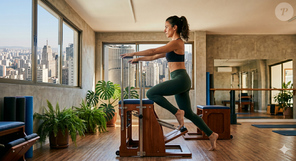 Prática de pilates em cadeira: este é outro aparelho muito comum