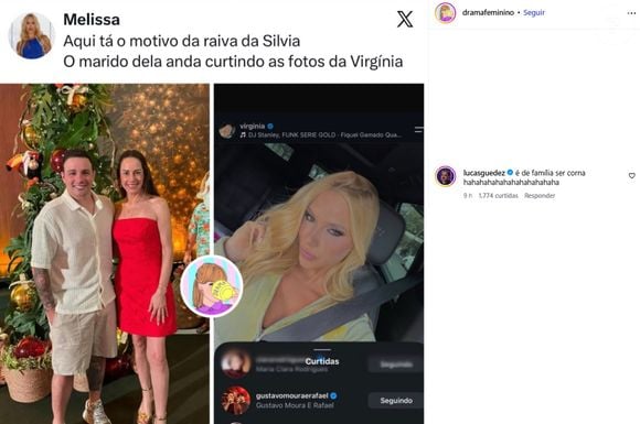 Em uma publicação do perfil Drama Feminino, uma internauta comentou: "Aqui tá o motivo da raiva da Silvia. O marido dela anda curtindo as fotos da Virginia". A mensagem levantava uma hipótese sobre o motivo da irritação de Silvia Abravanel com Virgínia Fonseca
