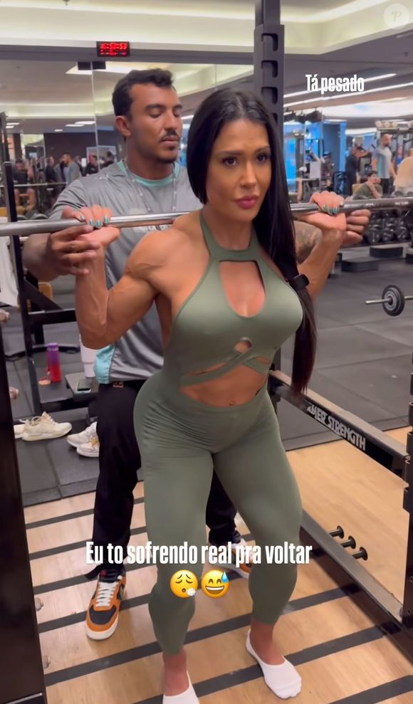Gracyanne Barbosa revela luta para voltar aos treinos após sua saída do 'BBB 25'.