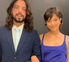 Para o casamento, Agatha Moreira escolheu um vestido azul simples com alças finas