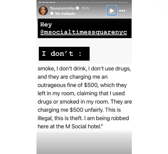 Flavia Noronha, apresentadora do TV Fama, na Rede TV!, posta no Instagram cobrança indevida por uso de entorpecentes que não usou