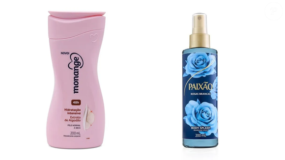 Hidratante: Extrato de Algodão (Monange) 200ml | R$11,29 + Body splash: Rosas Brancas (Paixão) 200ml | R$39,90 =  é para quem prefere fragrâncias delicadas e femininas, essa combinação entrega um floral limpo, suave e elegante, com clima de perfume clássico europeu
